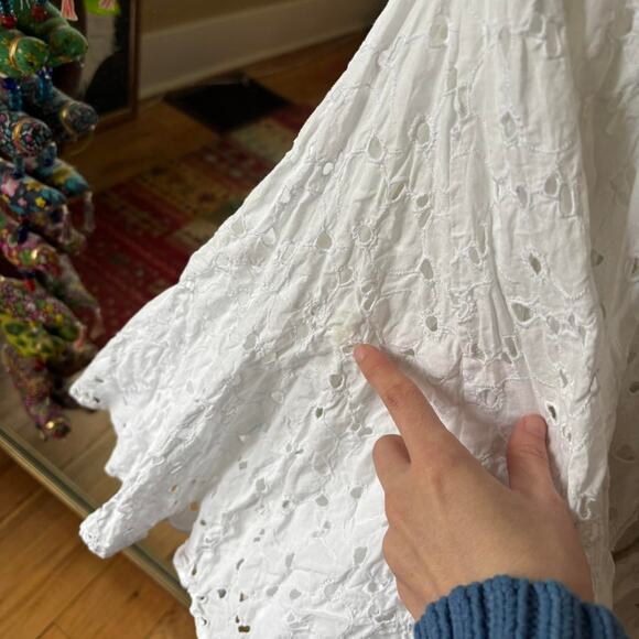 Diane von Furstenberg White Eyelet Wrap Dress 6 Cotton Collared Designer - Picture 6 of 8